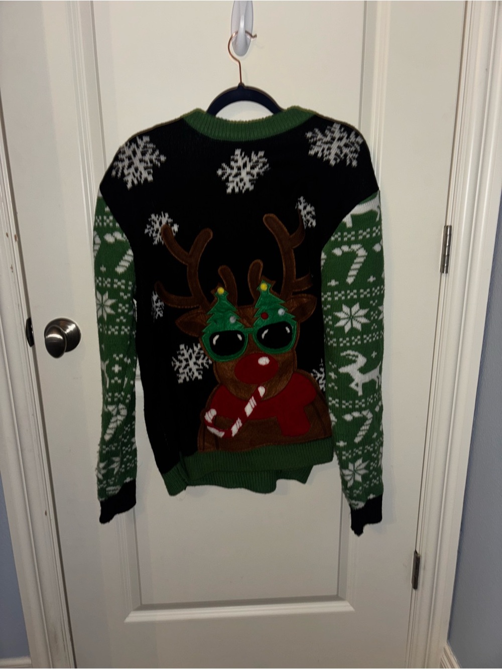 Christmas Reindeer Knit Sweater - Green/Black